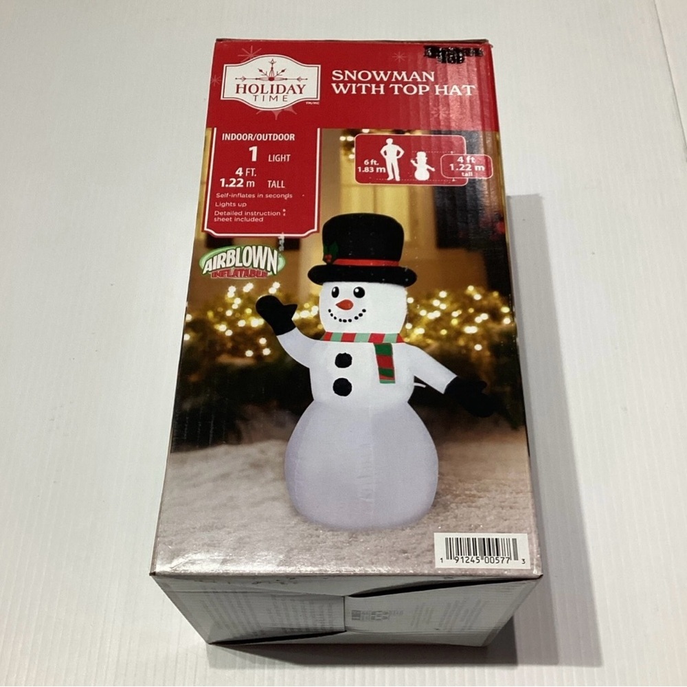 Holiday Time 4 FT Tall Snowman Airblown Inflatable Outdoor Indoor